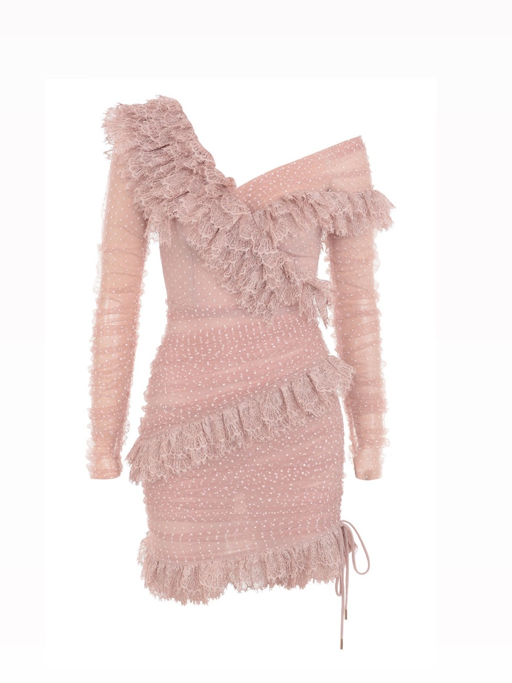 House of CB asymmetrical tulle mini dress.